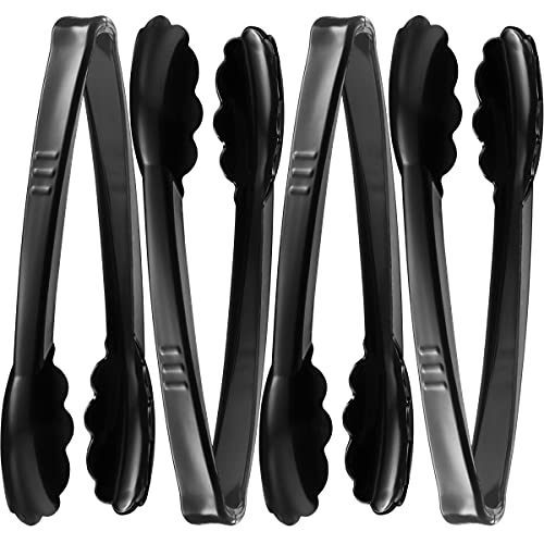 Plastic Tongs for Serving 9 Inch - Heavy-Duty Hard Plastic Reusable or Disposable Serving Tongs for Catering, Dinner Parties, Banquets, Buffets, Events, Weddings and Everyday Use, Black